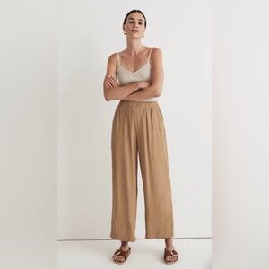 🔥NWOT Madewell Women's Camel Wide-Leg Crinkled Pants🔥